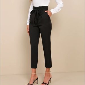 Lulus With Confidence Black Paper Bag Waist Pants